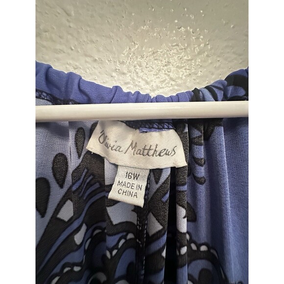 Olivia Matthews Dress Womens 16 Career Office Midi Shift Sheath Shades Of‎ Blue - Picture 6 of 14